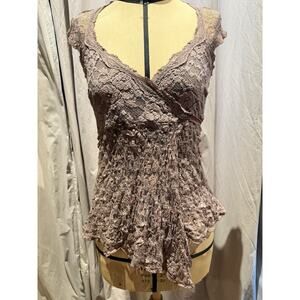 VTG. Pucker Lace Wrap Top Ann Ferriday Stock S